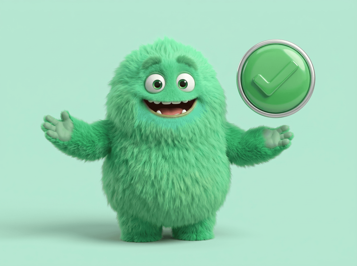 The CashPal mascot welcoming everyone with open arms beside a green approval tick
