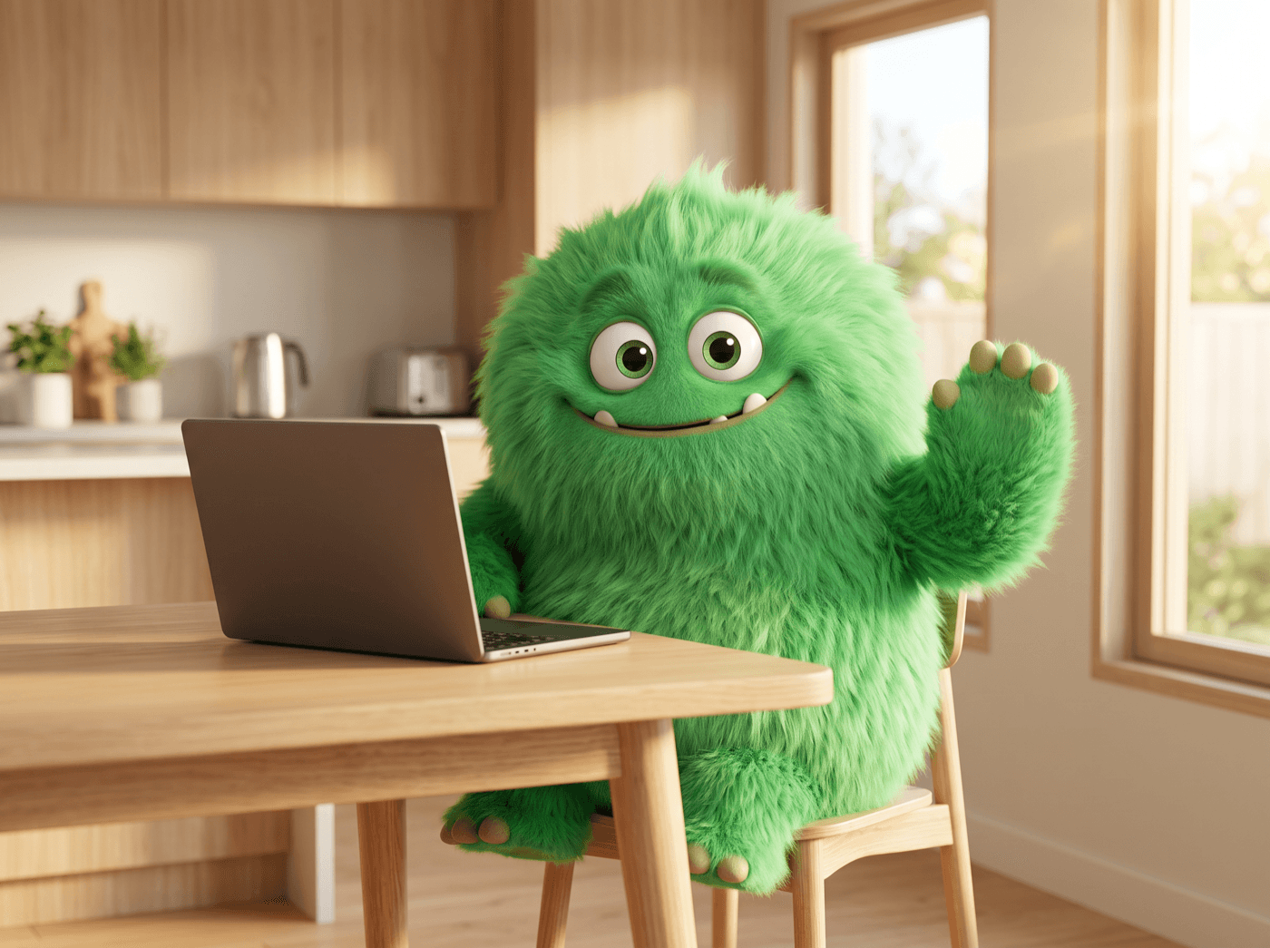 The CashPal mascot at a laptop, ready to help with a bad credit application